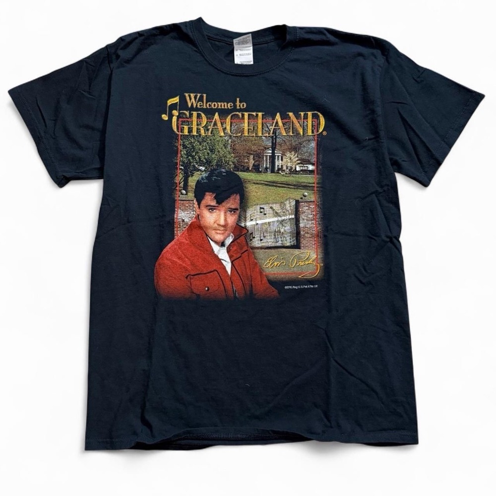 Welcome To Graceland Elvis Presley Tee Size Large Y2K 2000s Vintage Retro